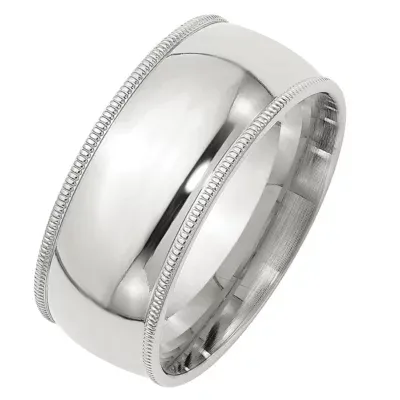 Milgrain Comfort Fit 9M Sterling Silver Wedding Band