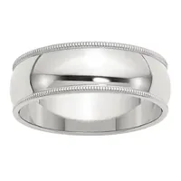 Womens Sterling Silver Milgrain Half Round Wedding Band