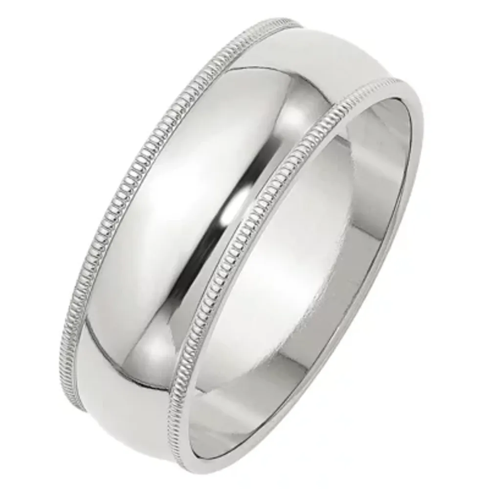 Sterling Silver Men's Half Round Comfort Fit Wedding Band - 5mm Width