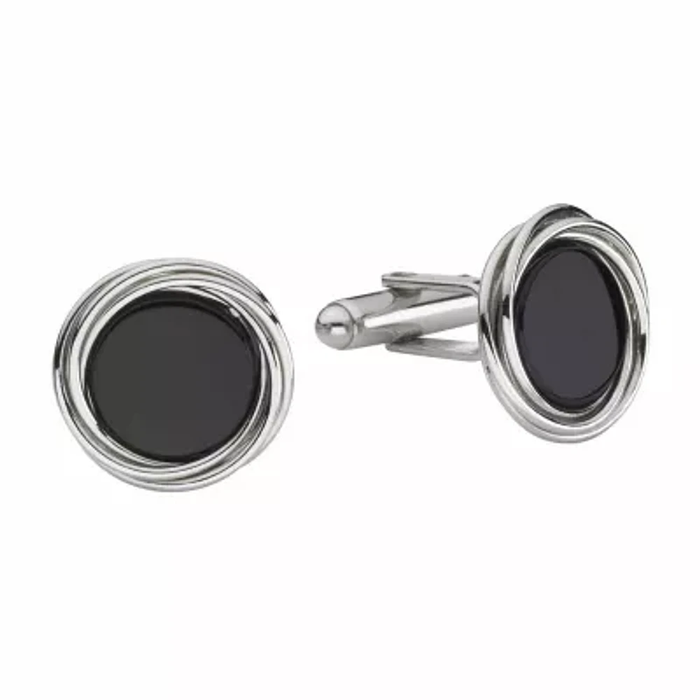 Love Knot Onyx Stone Cuff Links