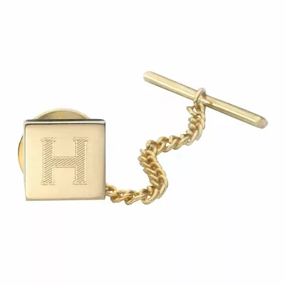 Engravable Square Gold-Plated Tie Tack