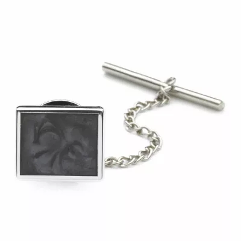 Tie Tack with Gray Swirl Enamel Center