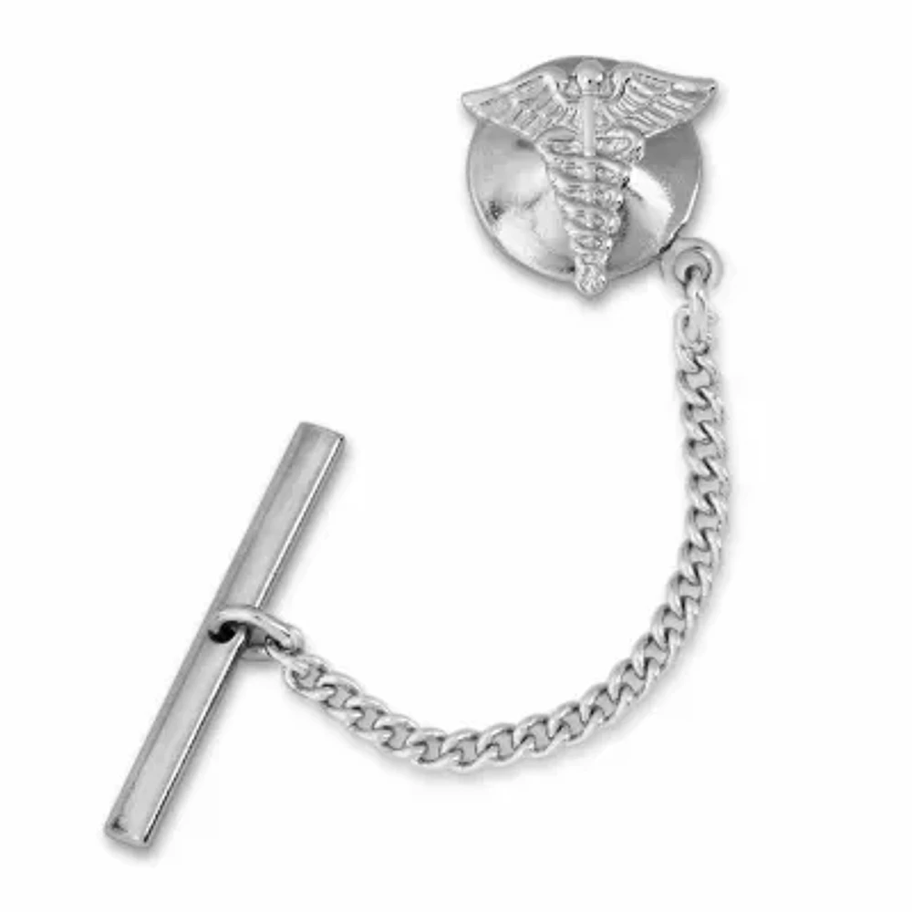 Caduceus Rhodium-Plated Tie Tack