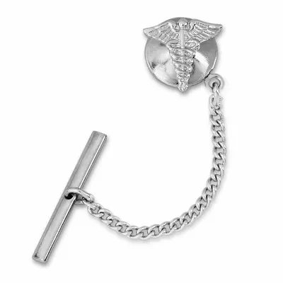 Caduceus Rhodium-Plated Tie Tack