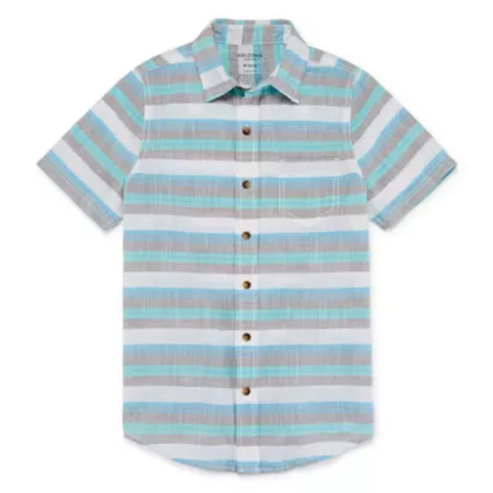 Arizona Little & Big Boys Short Sleeve Button-Down Shirt