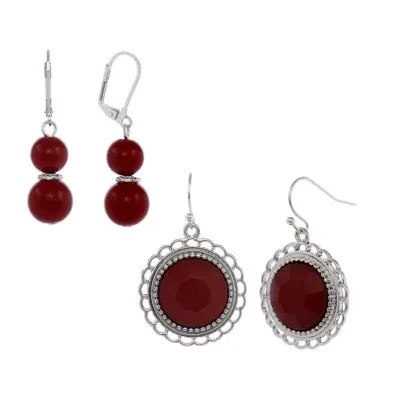 Mixit Silver Tone 2 Pair Earring Set