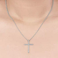 (H-I / I1) Womens 1/4 CT. T.W. Lab Grown White Diamond 10K Gold Cross Pendant Necklace