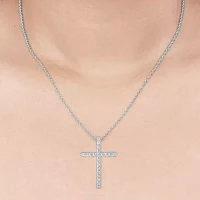 (H-I / I1) Womens 1/2 CT. T.W. Lab Grown White Diamond 10K Gold Cross Pendant Necklace