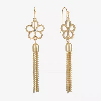 Liz Claiborne Tassle Glass Flower Drop Earrings