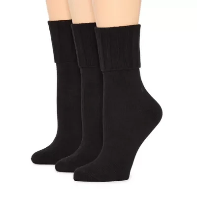 Mixit Everyday Essential Rib 3 Pair Turncuff Socks Womens