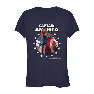 Juniors Marvel Captain America Brave New World Tee Womens Crew Neck Short Sleeve Graphic T-Shirt