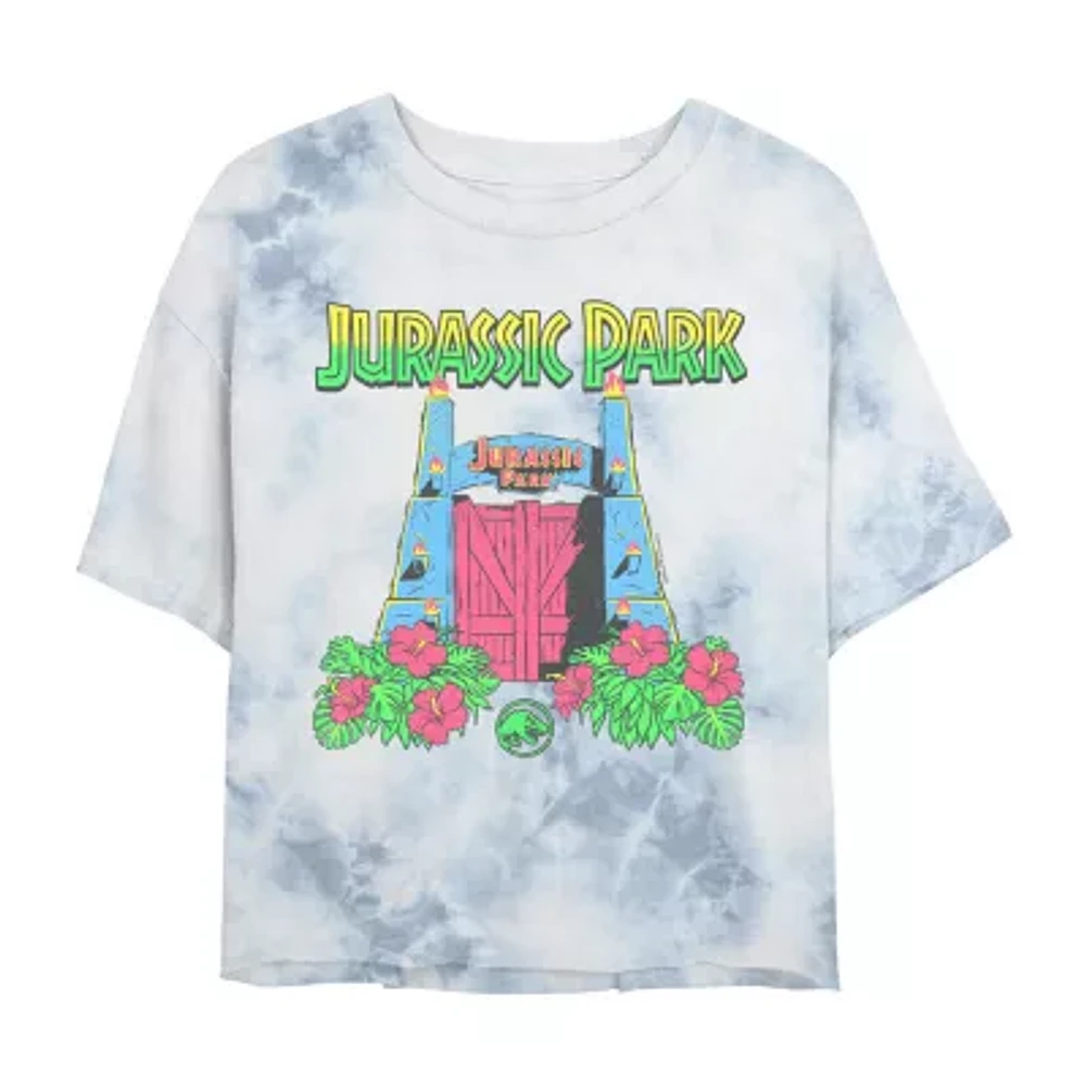 Juniors Jurassic Park Cropped Tee Womens Crew Neck Short Sleeve Graphic T-Shirt