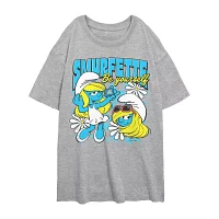 Juniors Smurfette Be Yourself Tee Womens Crew Neck Short Sleeve Smurfs Graphic T-Shirt