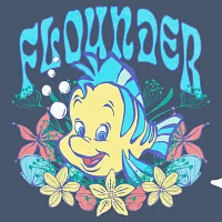 Juniors Flounder Womens Crew Neck Long Sleeve The Little Mermaid Sweatshirt