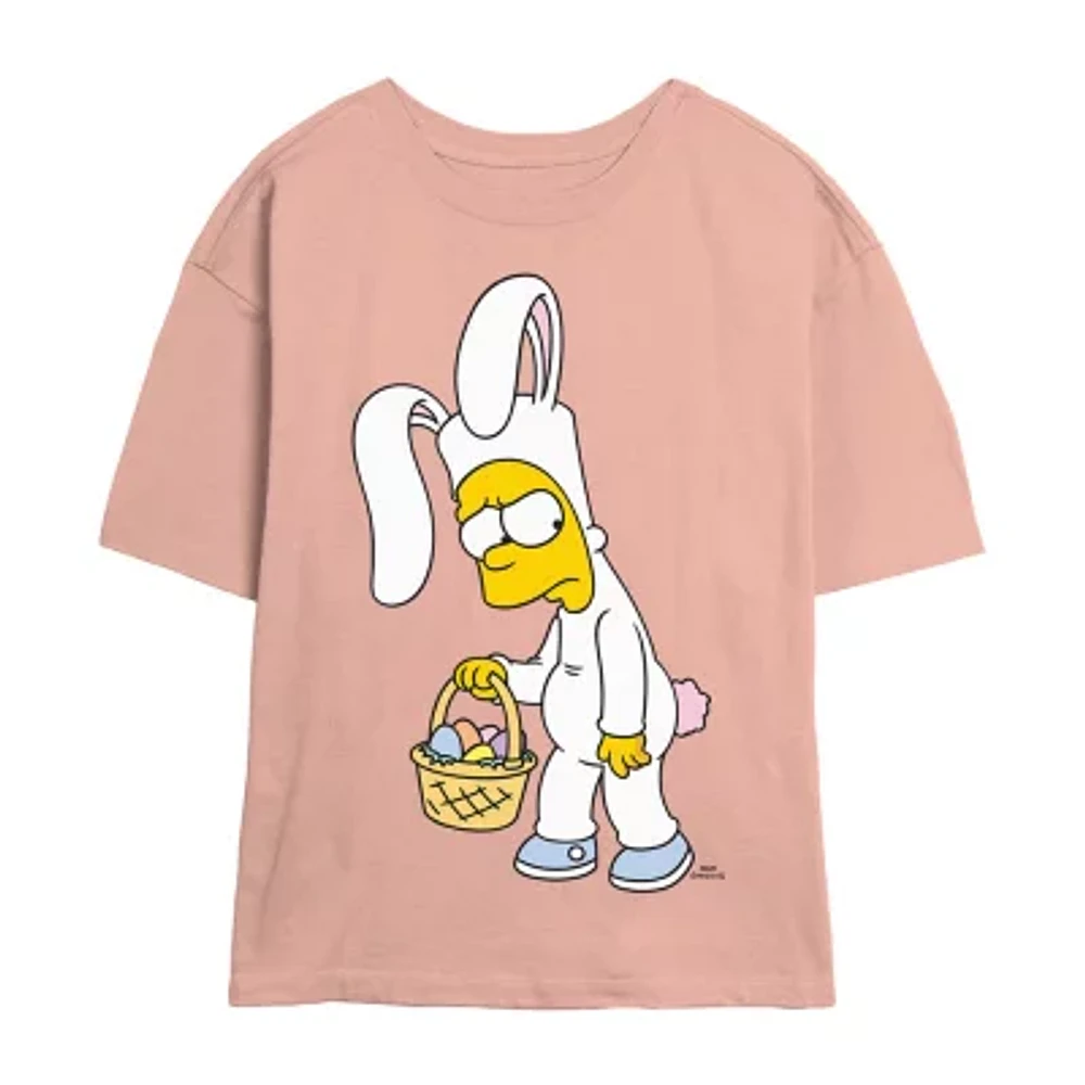 Juniors Bunny Bart Tee Womens Crew Neck Short Sleeve The Simpsons Graphic T-Shirt