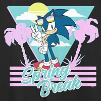 Juniors Sonic The Hedgehog Spring Break Tee Womens Crew Neck Short Sleeve Sonic the Hedgehog Graphic T-Shirt