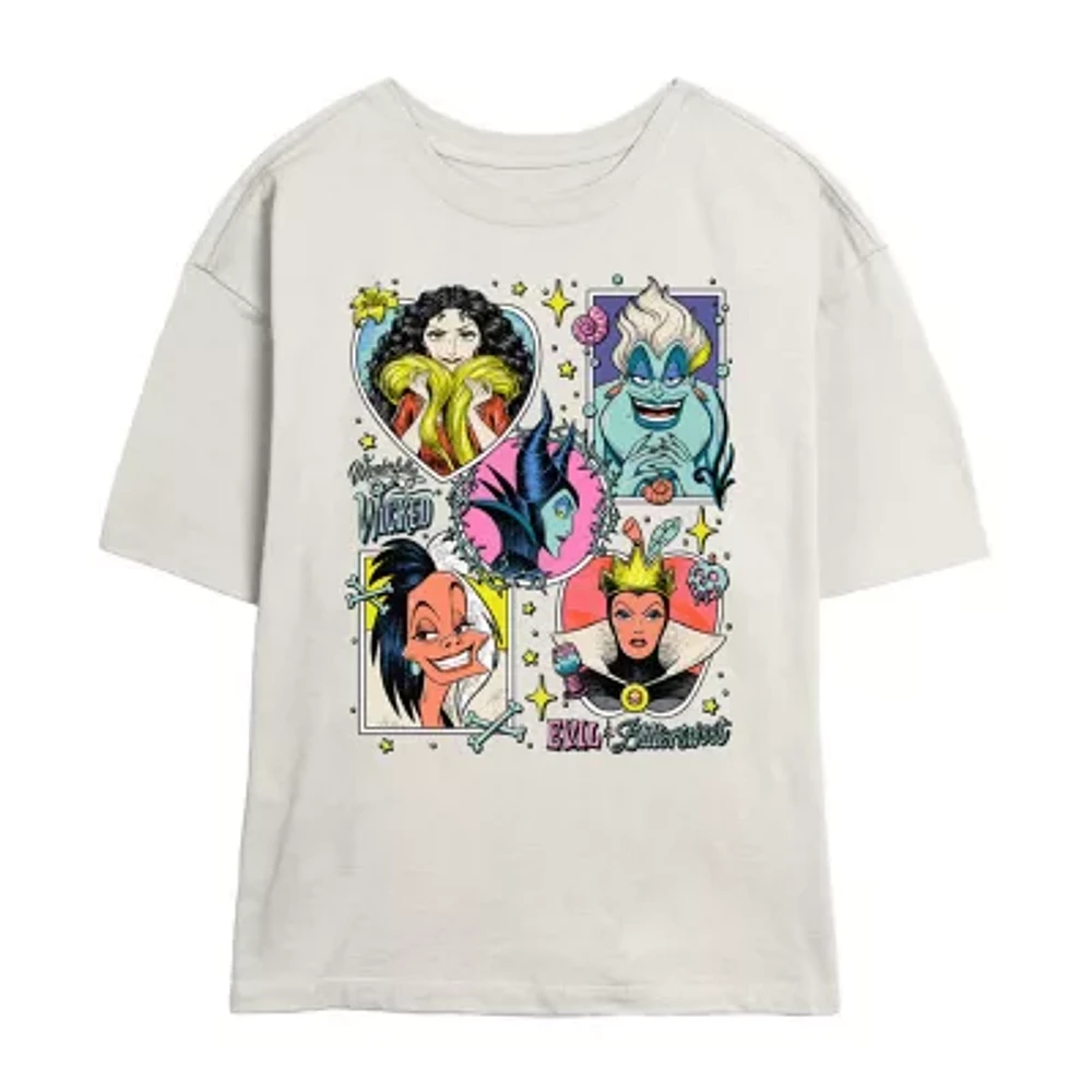 Juniors Disney Villians Evils And Bittersweet Tee Womens Crew Neck Short Sleeve Graphic T-Shirt