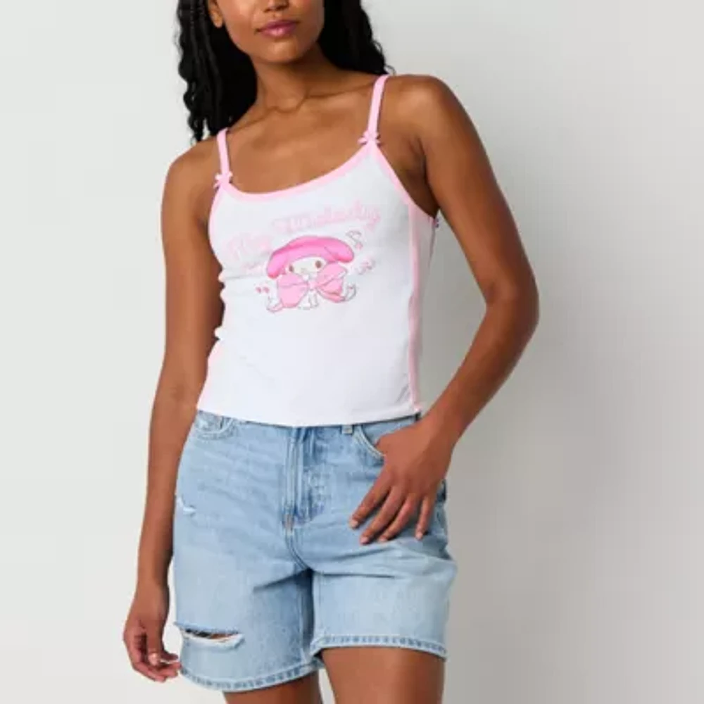 My Melody Ringer Tank Womens Juniors Round Neck Sleeveless Hello Kitty Top