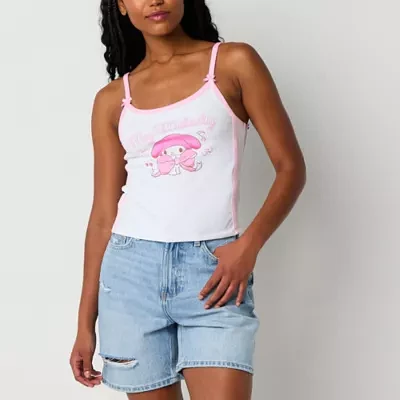 My Melody Ringer Tank Womens Juniors Round Neck Sleeveless Hello Kitty Top
