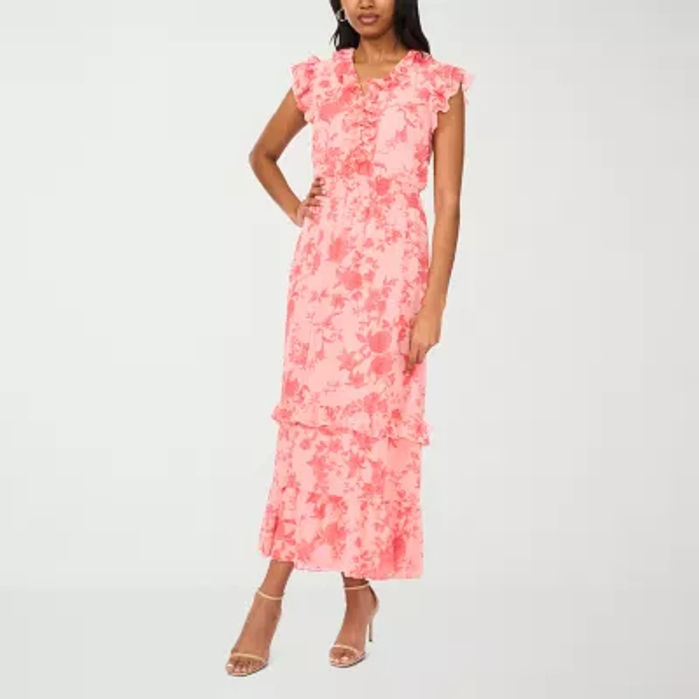 Sam And Jess Womens Short Sleeve Floral Maxi Dress