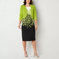 Maya Brooke Womens Floral Jacket Dress