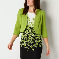 Maya Brooke Womens Floral Jacket Dress