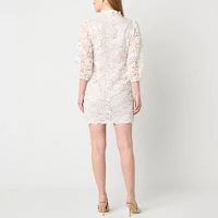 Willow Glenn Womens 3/4 Sleeve Lace Shift Dress