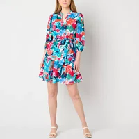 Willow Glenn Womens 3/4 Sleeve Fit + Flare Dress