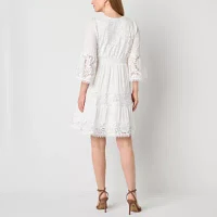 Isabel & Nina Womens 3/4 Sleeve Fit + Flare Dress