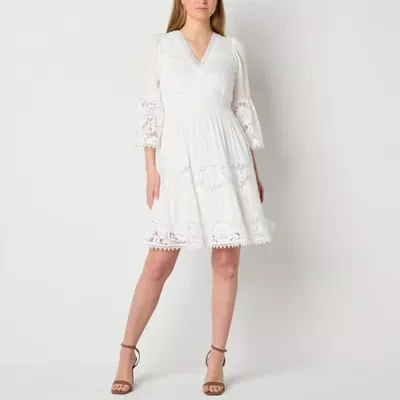 Isabel & Nina Womens 3/4 Sleeve Fit + Flare Dress