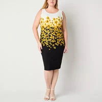 Maya Brooke Womens Floral Jacket Dress Plus