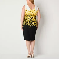 Maya Brooke Womens Floral Jacket Dress Plus