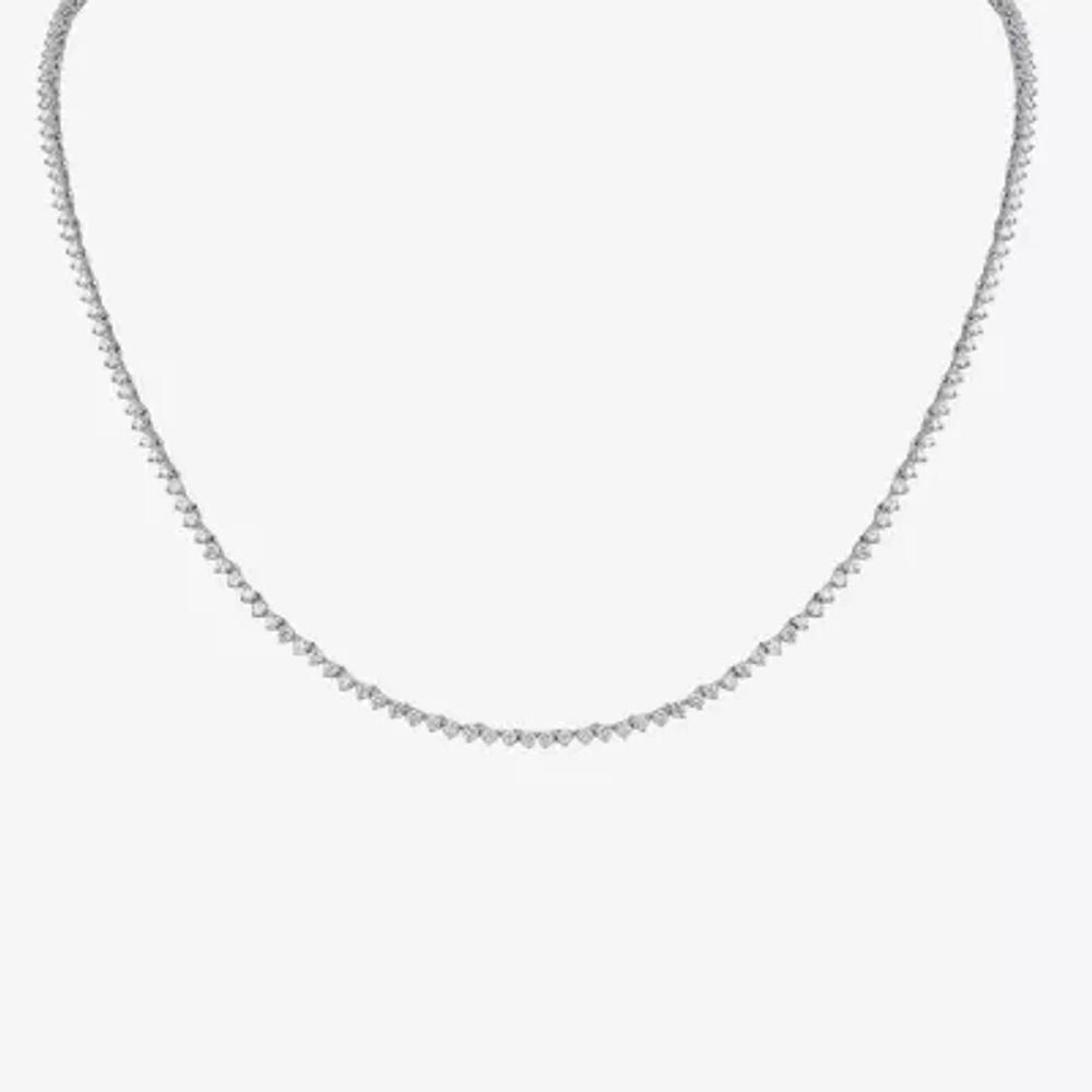 F / Si1) Womens CT. T.W. Lab Grown White Diamond 10K White Gold Tennis Necklaces