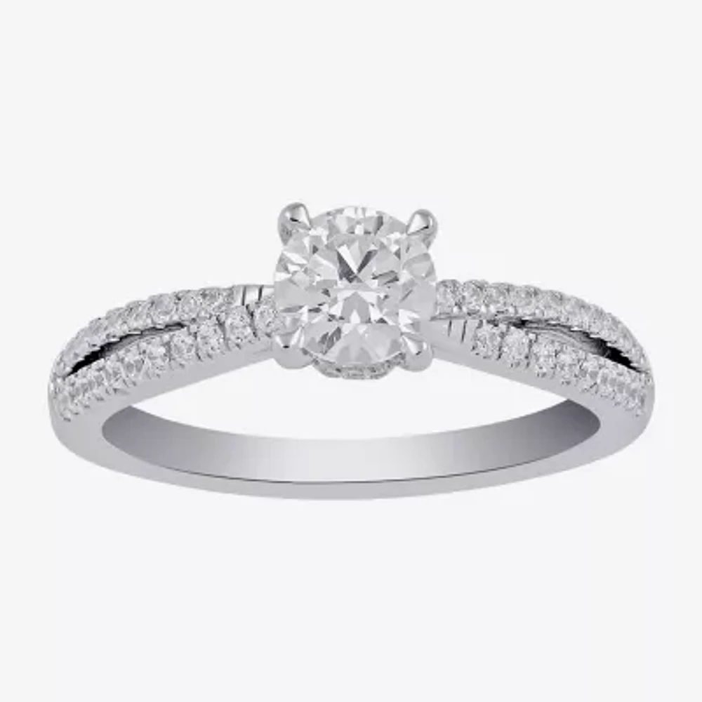 G / I1) Womens CT. T.W. Lab Grown White Diamond 14K Gold Round Engagement Ring