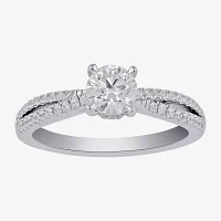 G / I1) Womens CT. T.W. Lab Grown White Diamond 14K Gold Round Engagement Ring