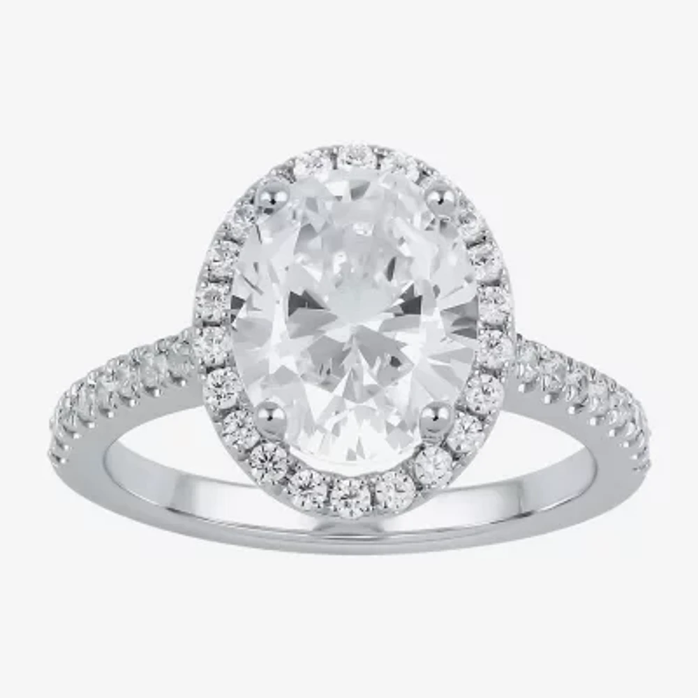 G / I1) Womens /2 CT. T.W. Lab Grown White Diamond 10K Gold Oval Halo Engagement Ring