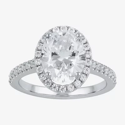 G / I1) Womens /2 CT. T.W. Lab Grown White Diamond 10K Gold Oval Halo Engagement Ring