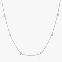 Yes Please! (G-H / I1-I2) Womens Diamond Accent Lab Grown White Diamond Accent Sterling Silver Heart Pendant Necklace