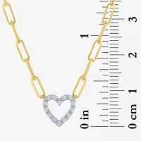 Yes Please! (G-H / I1-I2) Womens Diamond Accent Lab Grown White Diamond Accent 14K Gold Over Silver Sterling Silver Heart Pendant Necklace