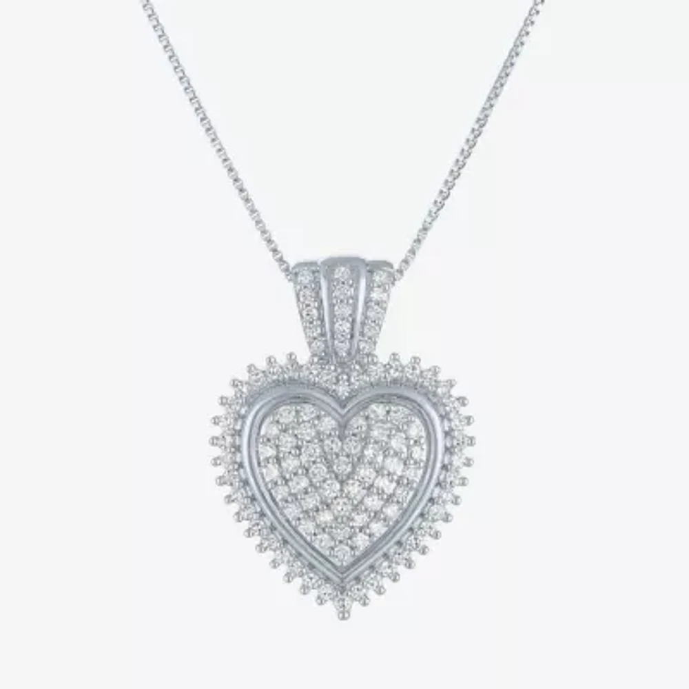 (G-H / I1-I2) Womens 5/8 CT. T.W. Lab Grown White Diamond Sterling Silver Heart Pendant Necklace