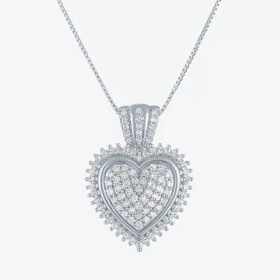 (G-H / I1-I2) Womens 5/8 CT. T.W. Lab Grown White Diamond Sterling Silver Heart Pendant Necklace