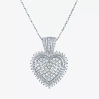 (G-H / I1-I2) Womens 5/8 CT. T.W. Lab Grown White Diamond Sterling Silver Heart Pendant Necklace