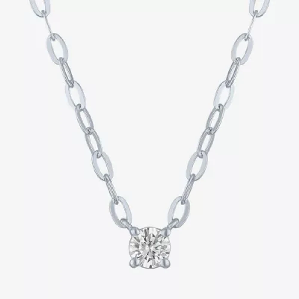 Diamond Addiction (G-H / I1-I2) Womens 1/4 CT. Lab Grown White Diamond Sterling Silver Round Pendant Necklace