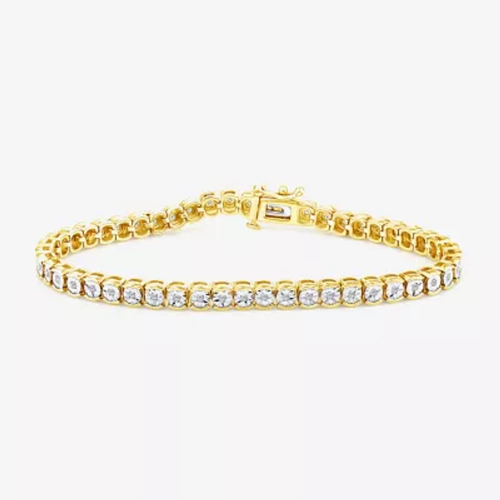 (I2,I) 1/4 CT. T.W. Lab Grown White Diamond 14K Gold Over Silver 8 Inch Tennis Bracelet