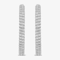 1 CT. T.W. Lab Grown White Diamond Sterling Silver 33.1mm Hoop Earrings