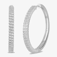 1 CT. T.W. Lab Grown White Diamond Sterling Silver 33.1mm Hoop Earrings