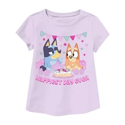 Toddler Girls Crew Neck Short Sleeve Bluey Graphic T-Shirt