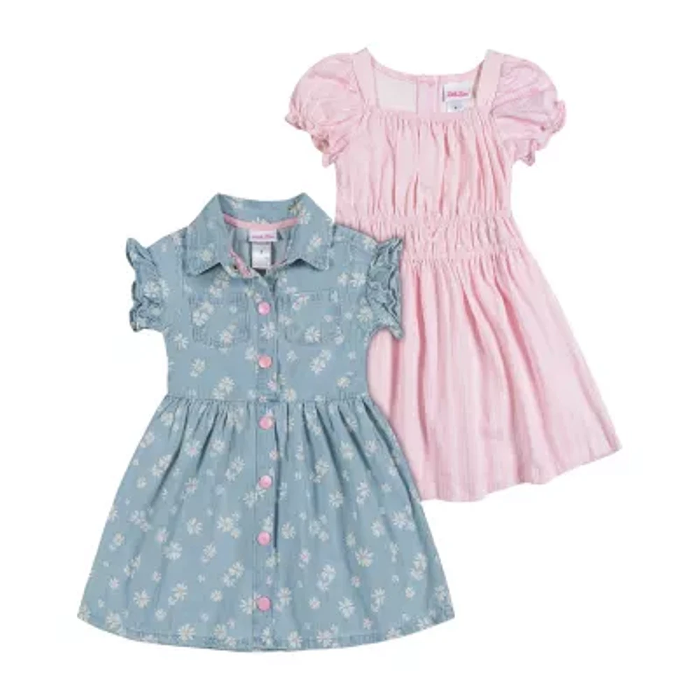 Little Lass Toddler Girls Short Sleeve Cap 2-pc. Dress Set