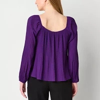 52seven Womens U Neck Long Sleeve Blouse