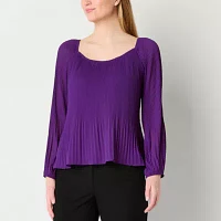 52seven Womens U Neck Long Sleeve Blouse